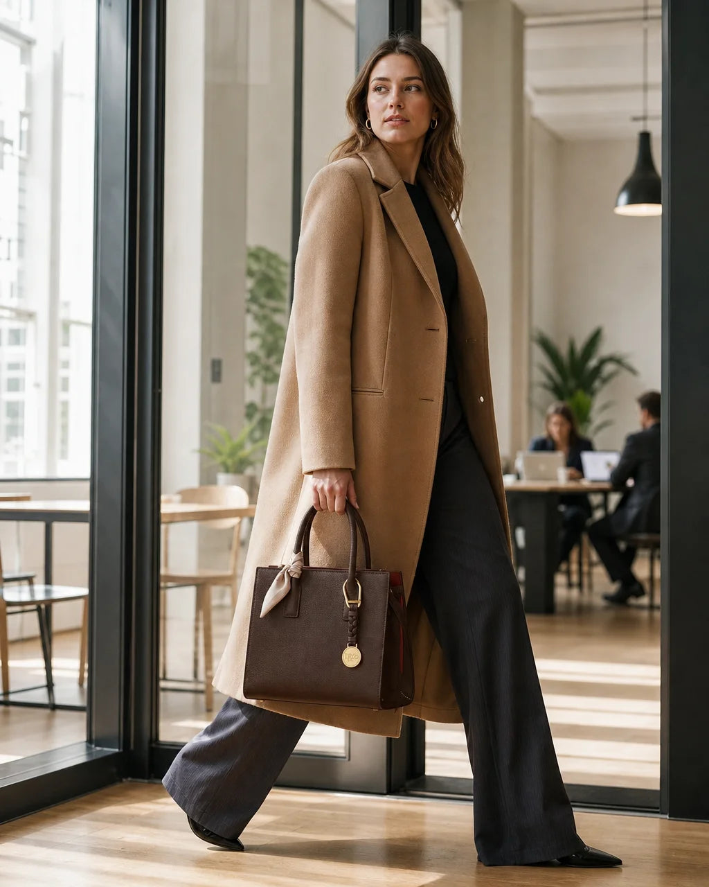 Professional fashion lookbook photograph, 4:5. The Grand Cabas de Voyage Structuré "Léonard Luxe" is